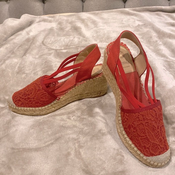 Red Wedge Espadrille Sandal - Picture 1 of 5